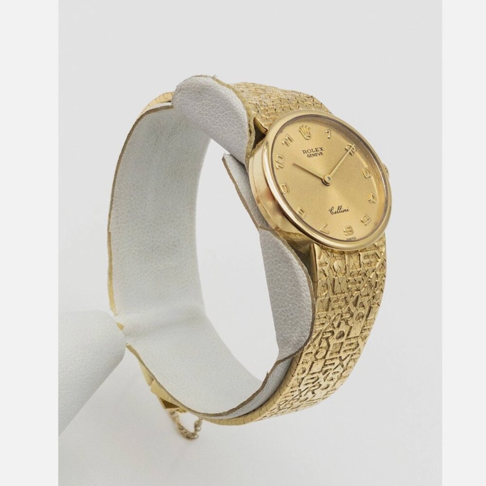 MUST SEE LADIES ROLEX Champagne 28mm Cellini 18k Gold Watch - Picture 2 of 5